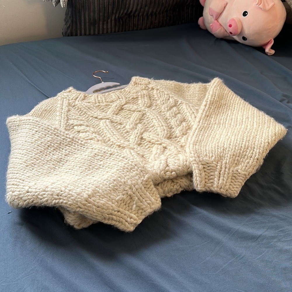 SOLD Vintage Chunky Hand Knit Authentic Gap Clothing 100% Wool Sweater - Picture 7 of 17